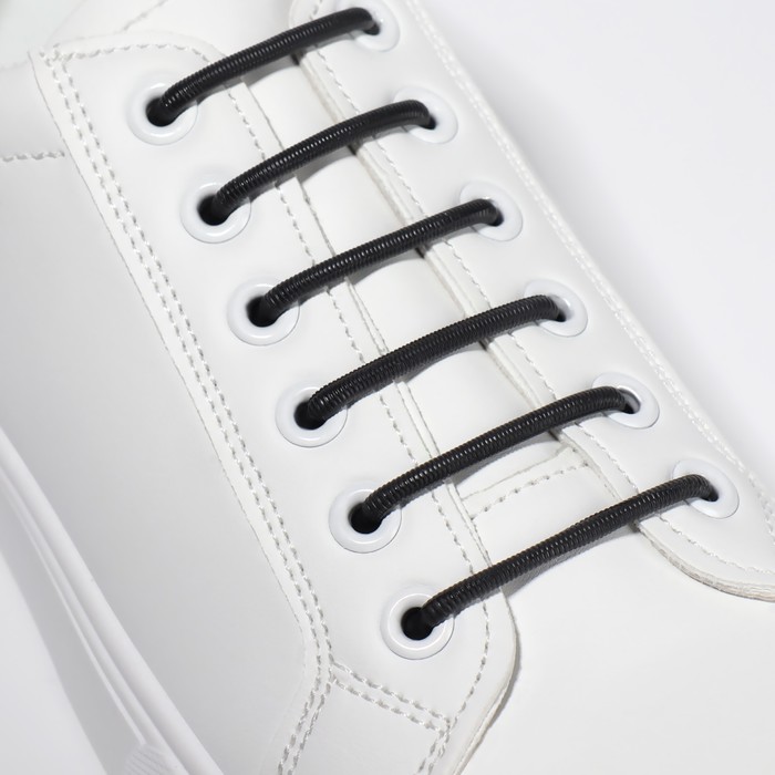 фото Набор шнурков для обуви, 10 шт, силиконовые, круглые, d = 3 мм, 4 см, цвет чёрный onlitop