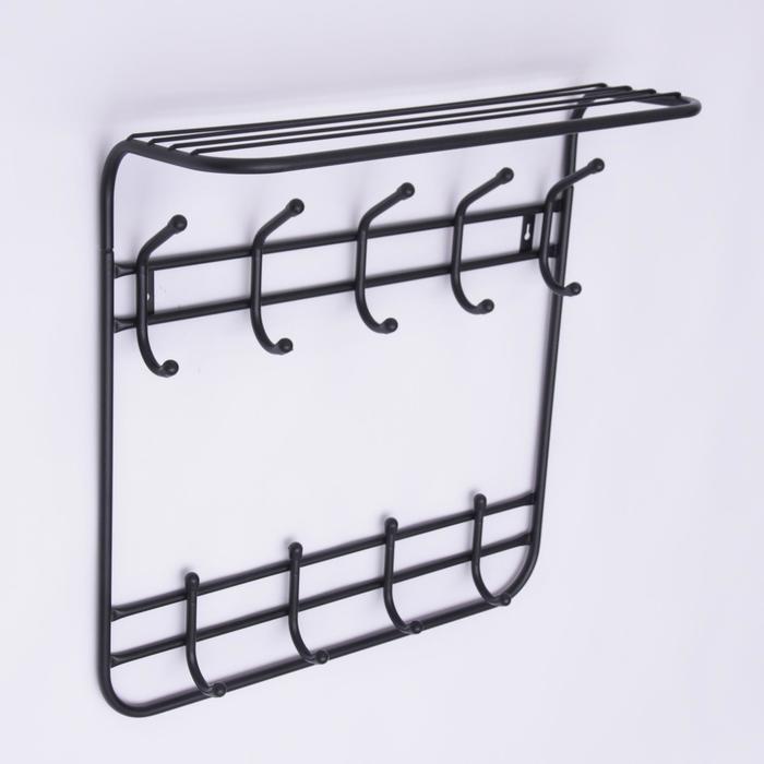 Вешалка настенная с полкой «Комфорт», 9 крючков, 58×10×55 см, цвет чёрный
Вешалка настенная с полкой «Комфорт», 9 крючков, 58×10×55 см, цвет чёрный