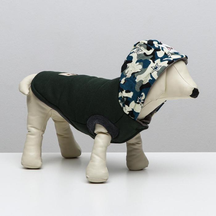 фото Куртка для собак, s (дс 20 см, ош 23 см, ог 32 см), тёмно-зелёная