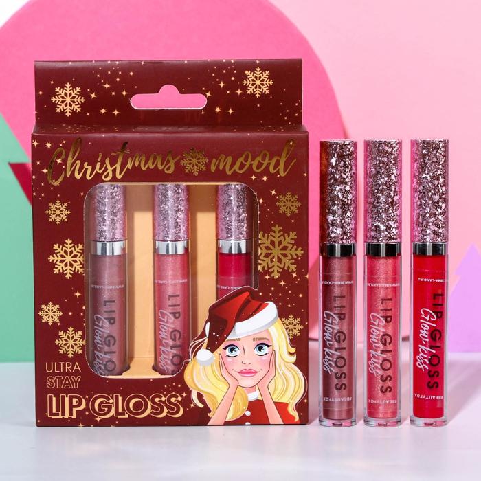 Набор глиттерных блесков для губ Christmas mood, 3 цвета
Набор глиттерных блесков для губ Christmas mood, 3 цвета