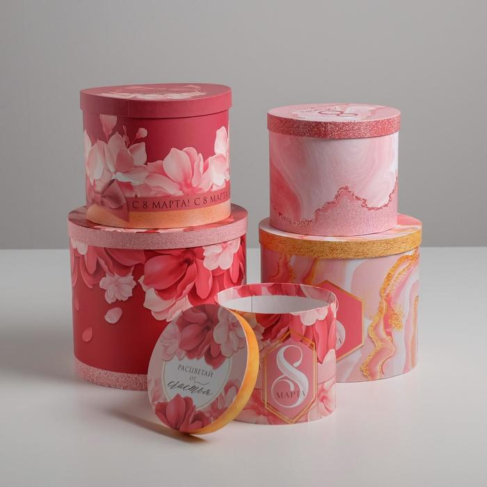 Набор подарочных коробок 5 в 1 «8 марта», 13 × 14‒19.5 × 22 см
Набор подарочных коробок 5 в 1 «8 марта», 13 × 14‒19.5 × 22 см