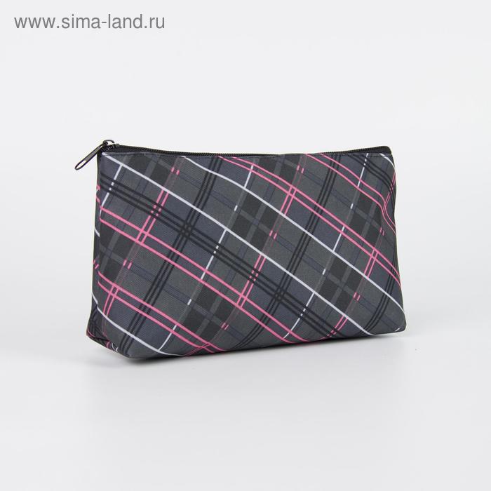 фото Косметичка простая, отдел на молнии, цвет серо-розовый