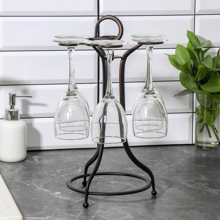 Сушилка для бокалов на 6 предметов, 22,4×22,4×35,5 см, цвет коричневый 
Сушилка для бокалов на 6 предметов, 22,4×22,4×35,5 см, цвет коричневый