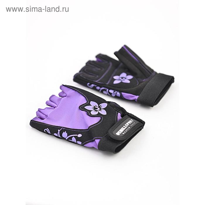 фото Перчатки для фитнеса женские замшевые x11, цвет чёрный/фиолетовый, размер m onhillsport