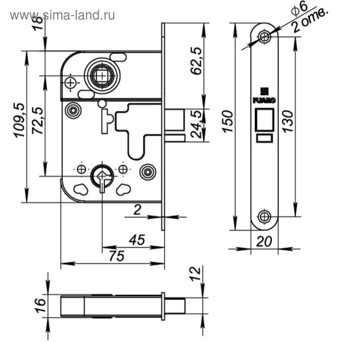 фото Замок межкомнатный 2014-wc/s-cp, кл. буратино, цвет хром fuaro