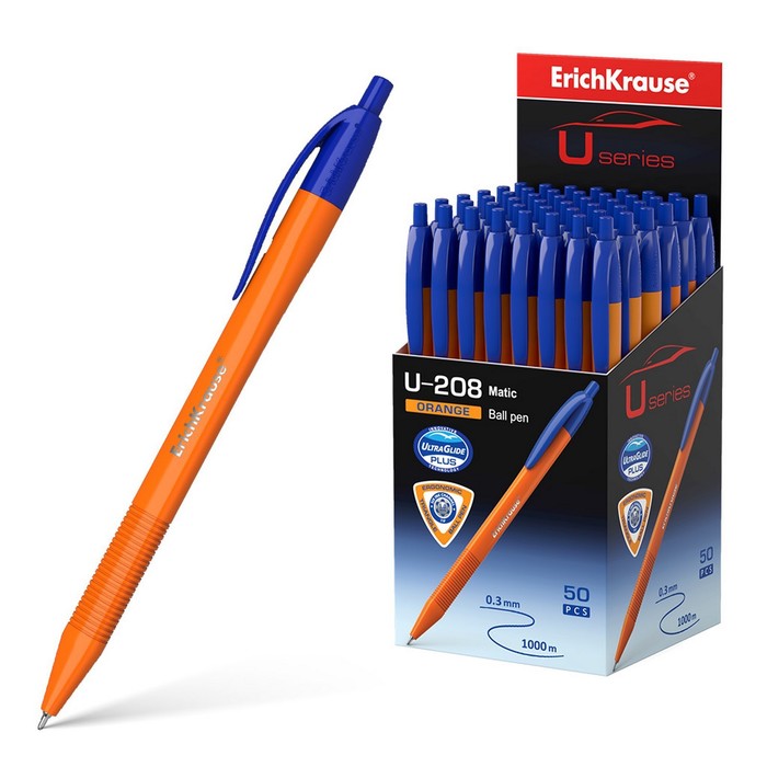 Ручка шариковая автоматическая ErichKrause U-208 Orange Matic 1.0, Ultra Glide Technology, чернила синие
Ручка шариковая автоматическая ErichKrause U-208 Orange Matic 1.0, Ultra Glide Technology, чернила синие