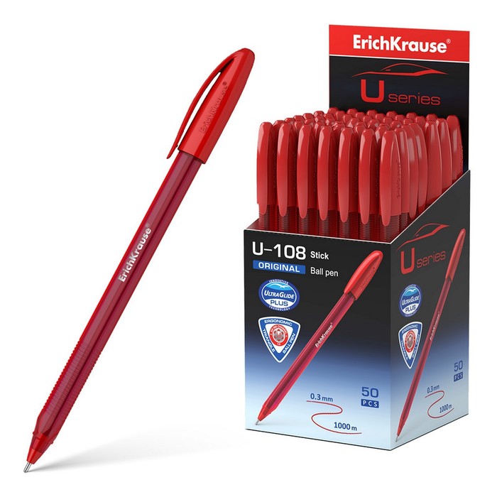 Ручка шариковая ErichKrause U-108 Original Stick 1.0, Ultra Glide Technology, красная
Ручка шариковая ErichKrause U-108 Original Stick 1.0, Ultra Glide Technology, красная