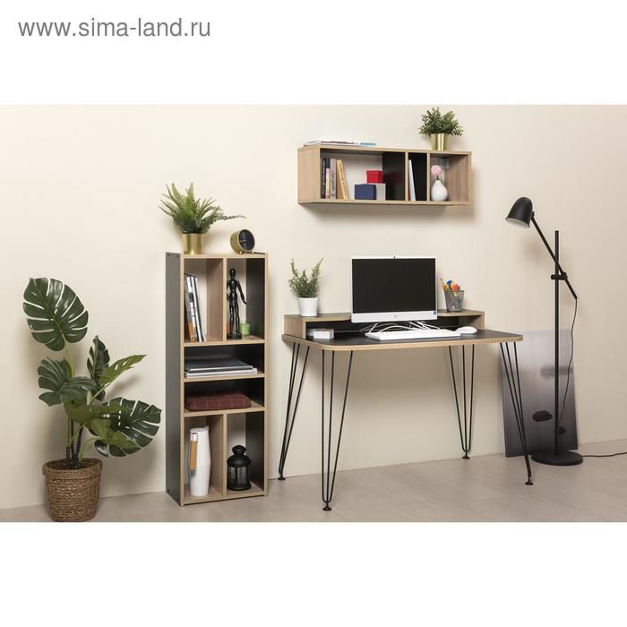 фото Стол компьютерный базис 3 12.66, 1100х600х840, столешница 22мм, черный/дуб сонома моби