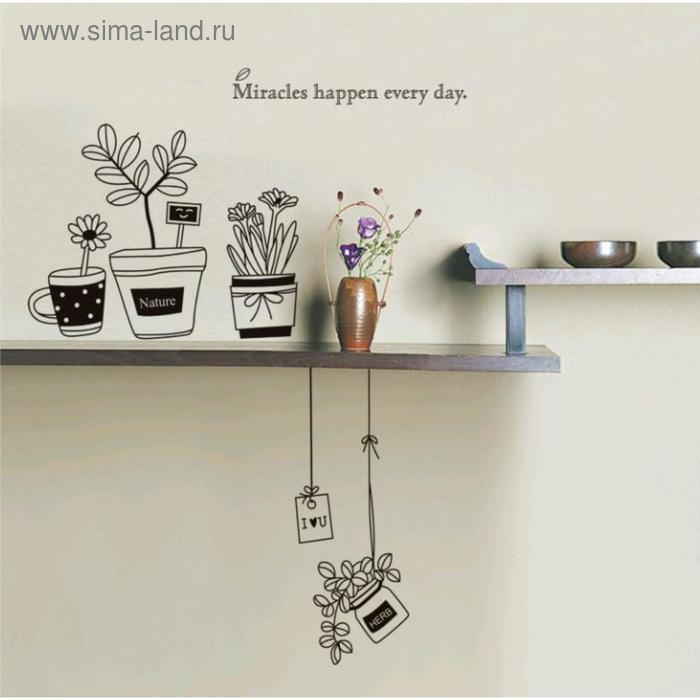 Наклейка пластик интерьерная чёрная "Растения в горшках" 50х70 см
Наклейка пластик интерьерная чёрная "Растения в горшках" 50х70 см