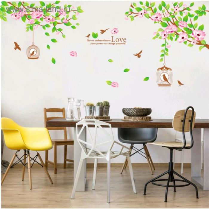 Наклейка пластик интерьерная цветная "Птицы в клетках с сакурой" 60х90 см 
Наклейка пластик интерьерная цветная "Птицы в клетках с сакурой" 60х90 см