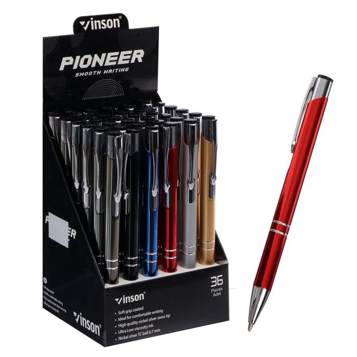 Ручка шариковая автоматическая 0,7 мм, синий стержень масляный,Vinson корпус МИКС металлический 
Ручка шариковая автоматическая 0,7 мм, синий стержень масляный,Vinson корпус МИКС металлический