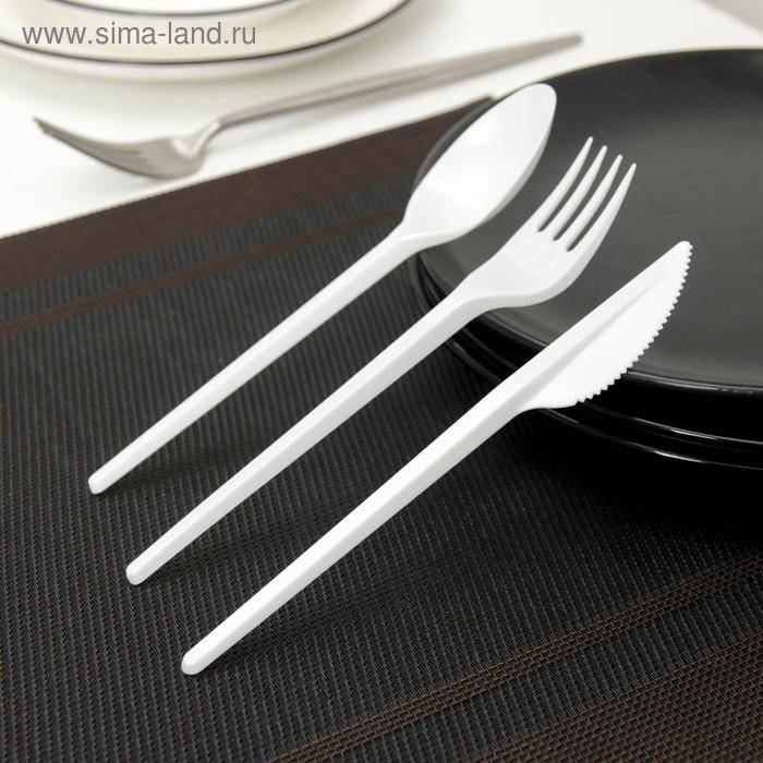 Набор одноразовых столовых приборов «Стандарт», 3 в 1: вилка, ложка, нож, цвет белый
Набор одноразовых столовых приборов «Стандарт», 3 в 1: вилка, ложка, нож, цвет белый