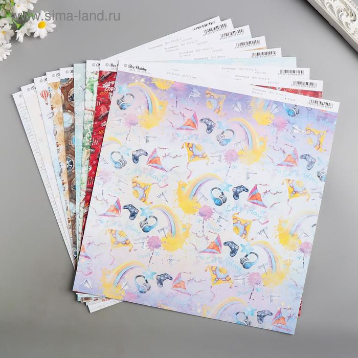 фото Набор бумаги для скрапбукинга "boy story 2" (8 листов) 30.5х30.5 см, 190 гр/м2 bee shabby