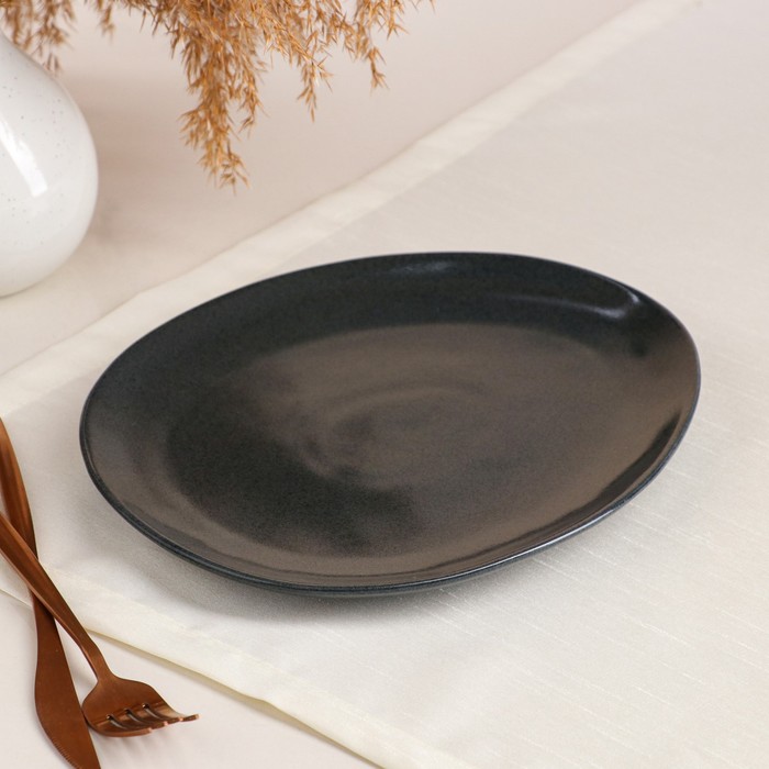 Тарелка подстановочная "Овальная", тотал графит, матовая, 22*26 см