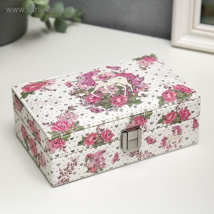 Шкатулка кожзам для украшений "Единорог и цветы" блёстки 5,5х16х10 см
Шкатулка кожзам для украшений "Единорог и цветы" блёстки 5,5х16х10 см