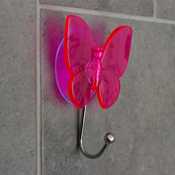 фото Крючок на вакуумной присоске «бабочка», цвет микс