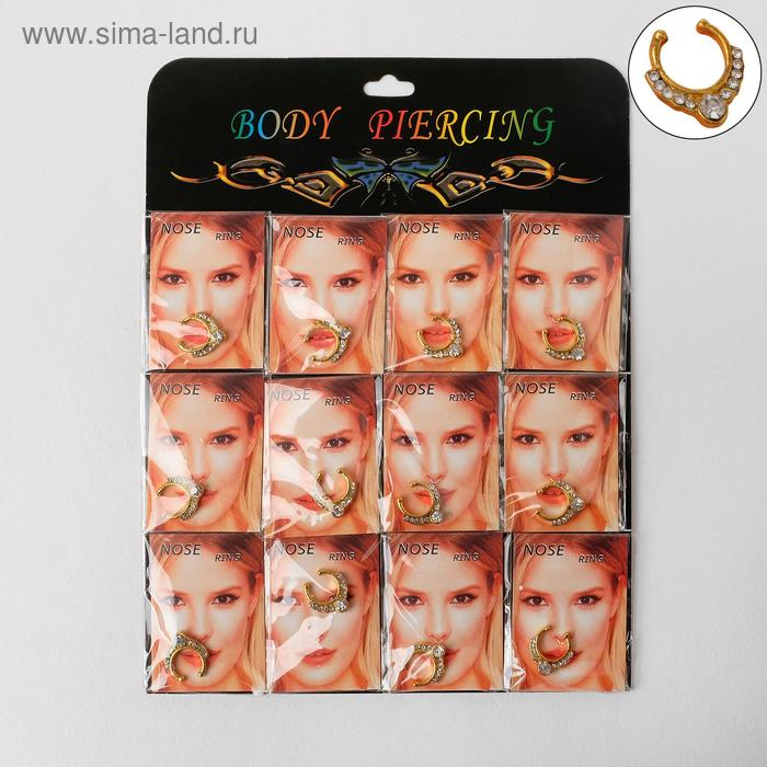Пирсинг в нос (фейк для септума) "Кольцо" страза, набор 12шт, d=10мм, цвет белый в золоте
Пирсинг в нос (фейк для септума) "Кольцо" страза, набор 12шт, d=10мм, цвет белый в золоте