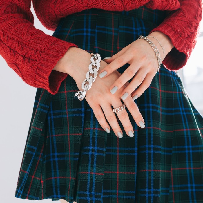 фото Браслет металл "цепь" сити, цвет серебро, 18см queen fair