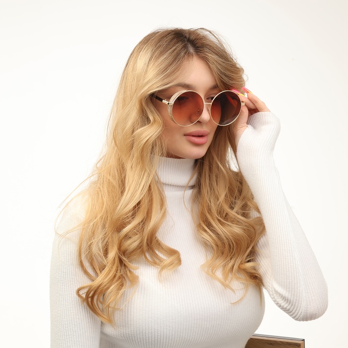 фото Очки солнцезащитные "onesun", uv 400, 14.5 х 2.2 х 5.6 см, линза 5.6 х 6 см, коричневые