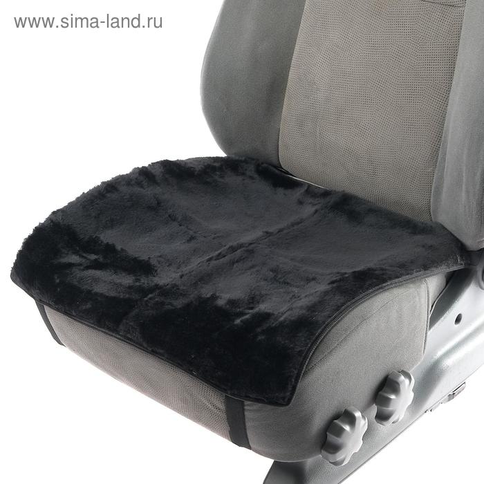 фото Накидка на переднее сиденье, натуральная шерсть, короткий ворс, черный