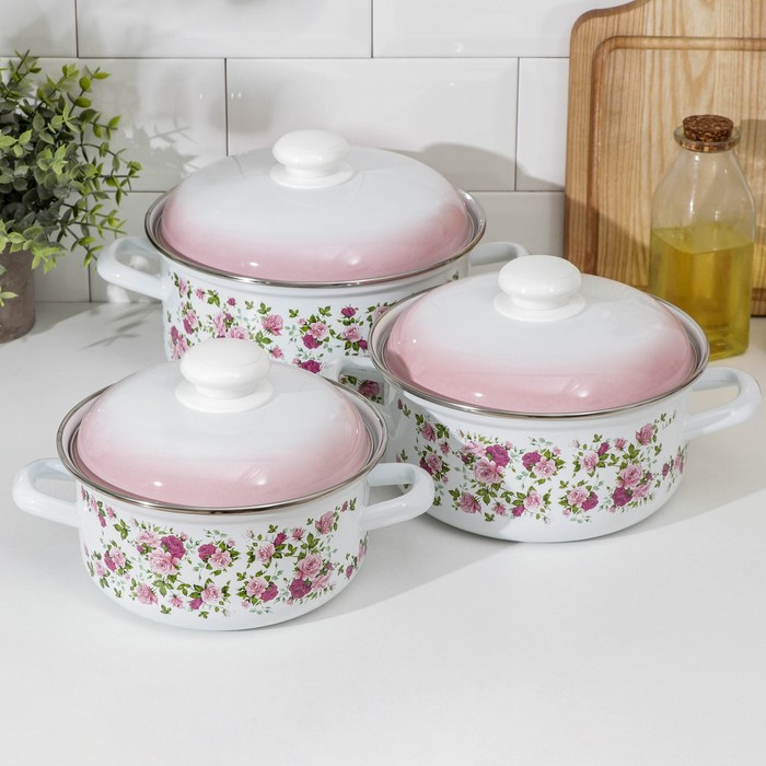 Набор кастрюль «Китайская роза», 3 предмета: 1,5 л, 2 л, 3 л, цвет бело-розовый
Набор кастрюль «Китайская роза», 3 предмета: 1,5 л, 2 л, 3 л, цвет бело-розовый