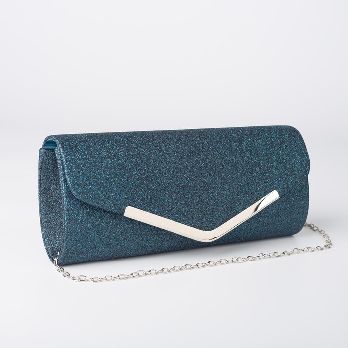 Сумка женская, отдел на клапане, длинная цепочка, цвет синий 
Сумка женская, отдел на клапане, длинная цепочка, цвет синий