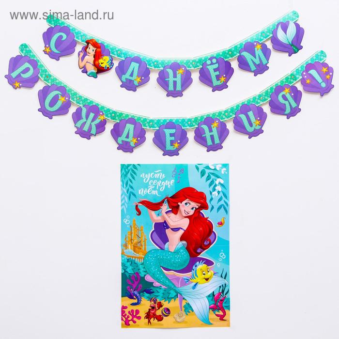 Набор гирлянда на люверсах с плакатом "С Днем Рождения", Ариэль: Принцессы
Набор гирлянда на люверсах с плакатом "С Днем Рождения", Ариэль: Принцессы