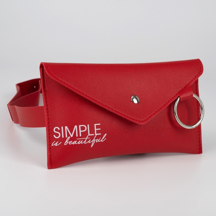 фото Сумка поясная с металлическим кольцом, 19х11см, simple is beautuful, цвет красный