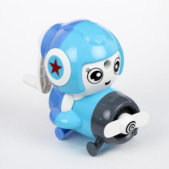 фото Точилка механическая с контейнером "пилот голубой с синим на самолете"