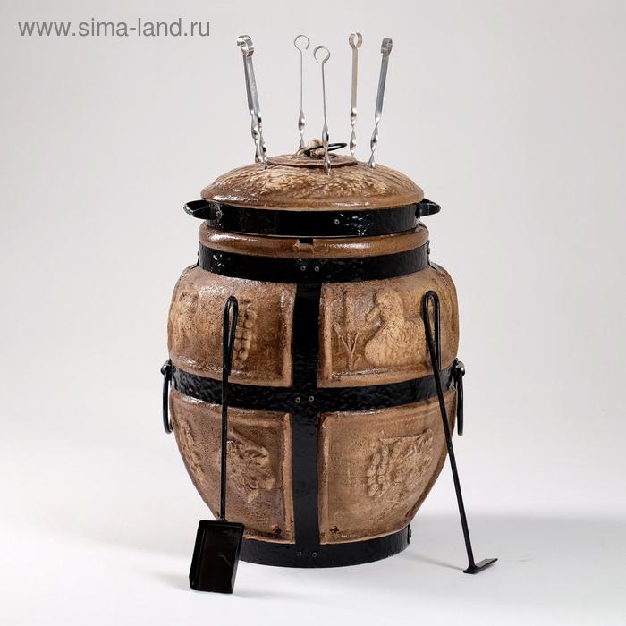 Тандыр средний, h-67 см, d-46 см, 6 шампуров, кочерга, совок
Тандыр средний, h-67 см, d-46 см, 6 шампуров, кочерга, совок