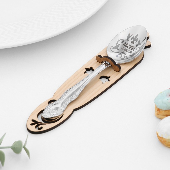 фото Ложка именная, чайная, с гравировкой "леонид", h=14