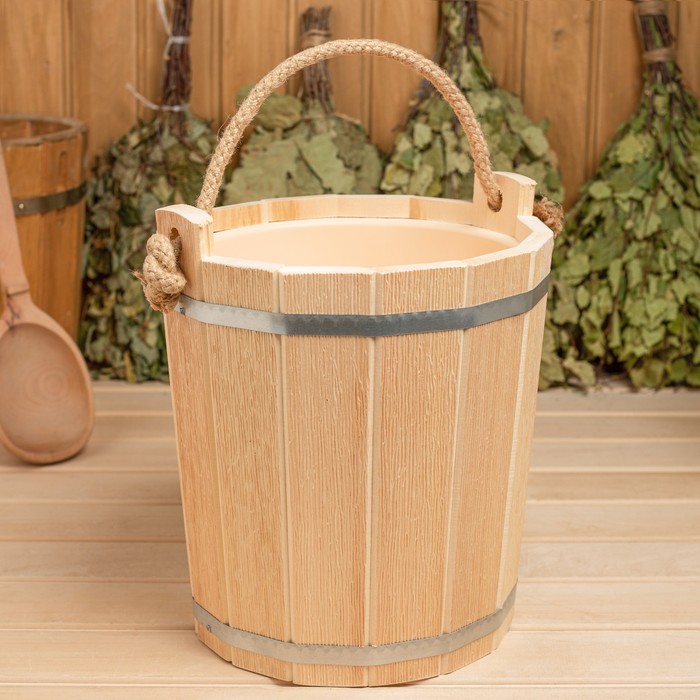 Запарник из липы, 10 л, с пластиковой вставкой, "Добрыня"
Запарник из липы, 10 л, с пластиковой вставкой, "Добрыня"