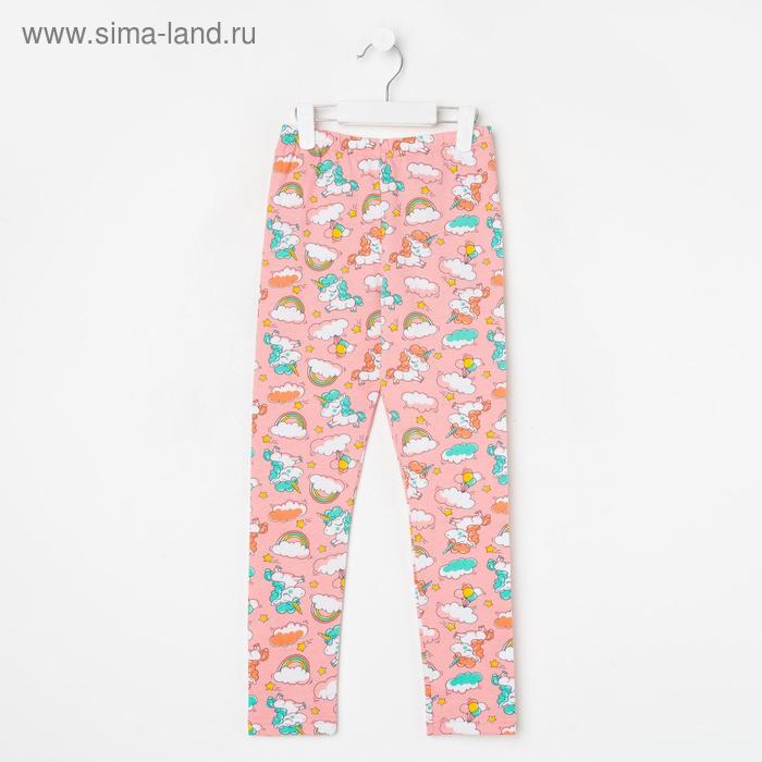 фото Леггинсы для девочки единорожки, розовый, рост 128 юниор текстиль