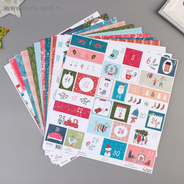 фото Набор бумаги 30,5х30,5 см "зимние каникулы" 12 листов 30,5х30,5 см, 190 гр/м2 april paper