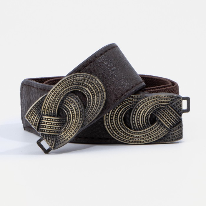 Ремень женский, ширина 2,5 см, резинка, пряжка золото, цвет тёмно-коричневый 
Ремень женский, ширина 2,5 см, резинка, пряжка золото, цвет тёмно-коричневый