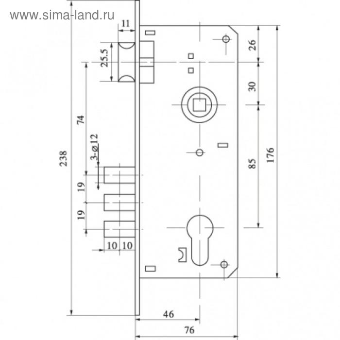 фото Замок врезной цилиндровый с защёлкой, с ручкой set f9011 ab, 5 кл., цвет бронза fuaro