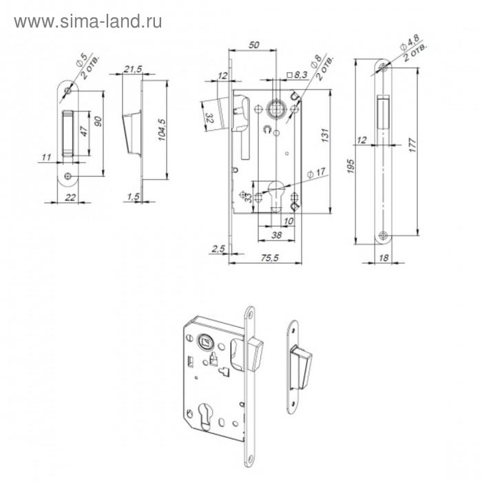 фото Замок врезной магнитный 5300-m-c под цм cp, цвет хром fuaro