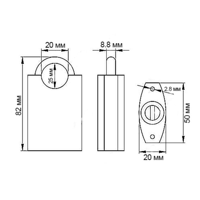 фото Замок навесной matrix, защищенная дужка, 50 мм