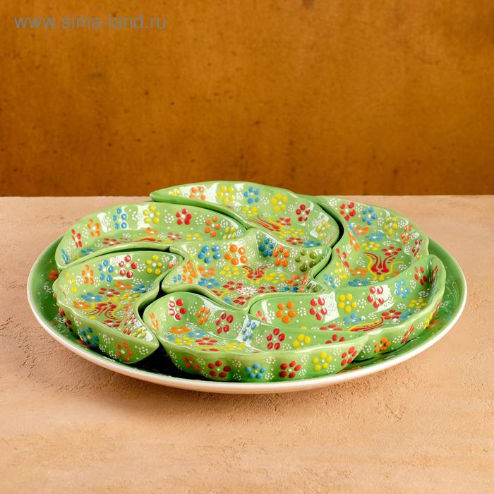 Менажница круглая 30см "Рельеф зеленый" 
Менажница круглая 30см "Рельеф зеленый"