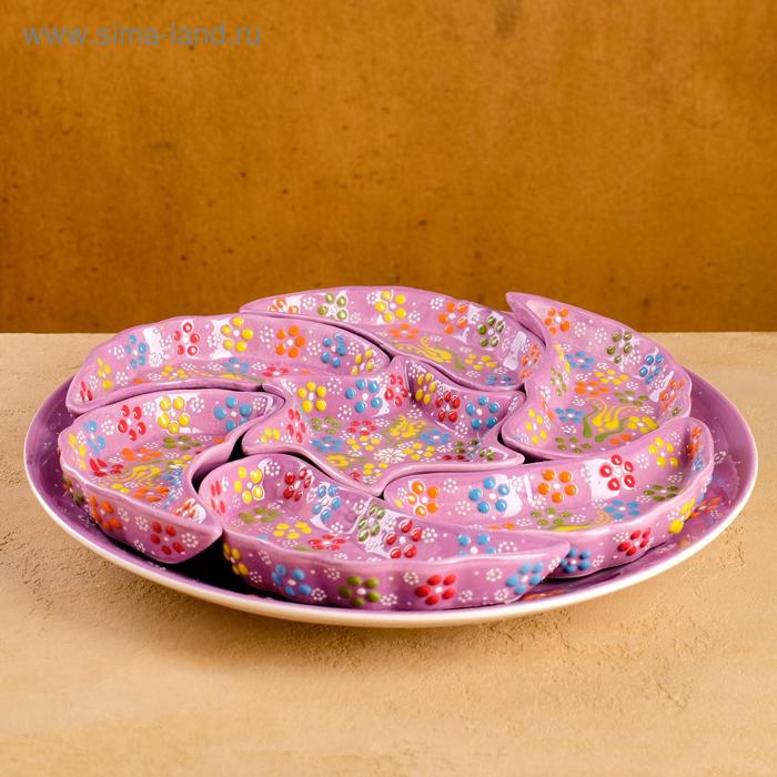 Менажница круглая 33см "Рельеф сиреневый" 
Менажница круглая 33см "Рельеф сиреневый"