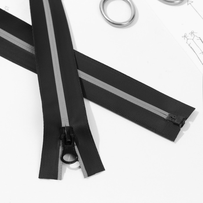 Молния «Спираль», водонепроницаемая, со светоотражающей лентой, №7, разъёмная, замок автомат, 80 см, цвет чёрный 
Молния «Спираль», водонепроницаемая, со светоотражающей лентой, №7, разъёмная, замок автомат, 80 см, цвет чёрный