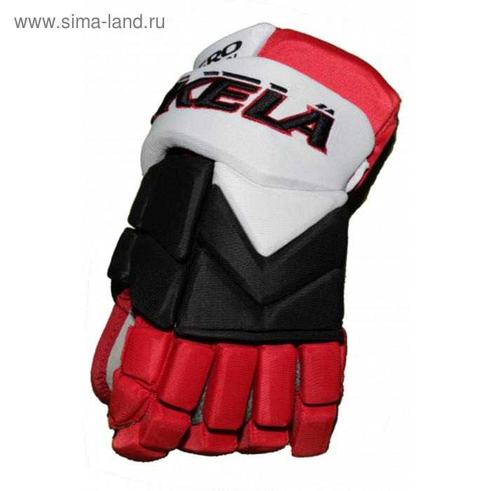 фото Перчатки хоккейные vikkela, цвет чёрный/красный/белый, размер11