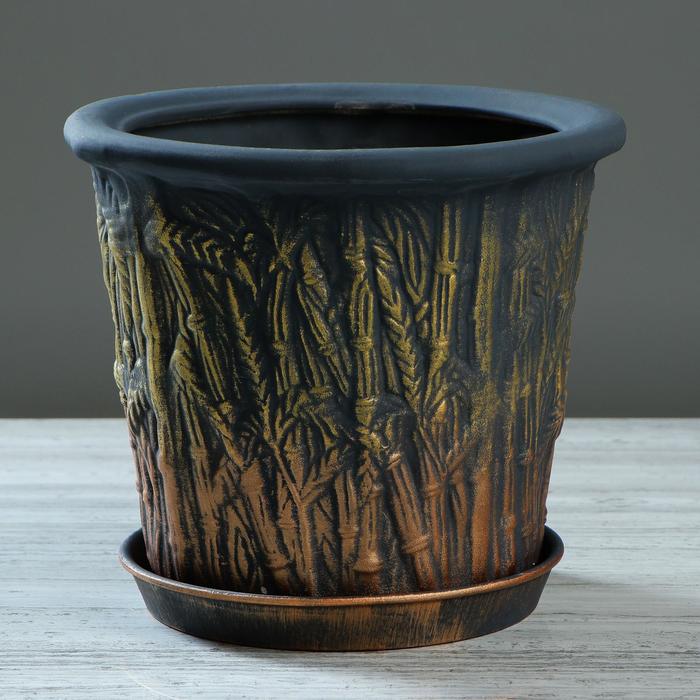 Горшок для цветов "Камыш", чёрно-золотой, керамика, 5 л 
Горшок для цветов "Камыш", чёрно-золотой, керамика, 5 л