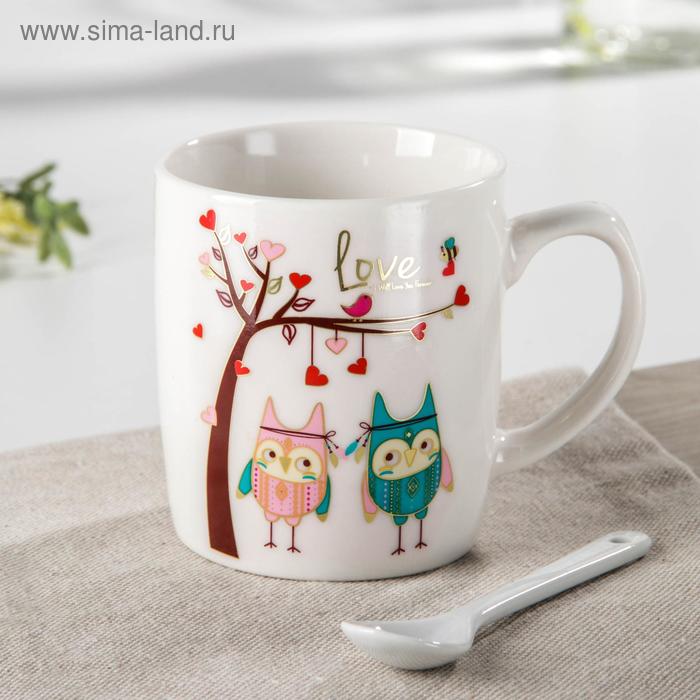 Кружка с ложкой «Совы», 200 мл, рисунок МИКС 
Кружка с ложкой «Совы», 200 мл, рисунок МИКС
