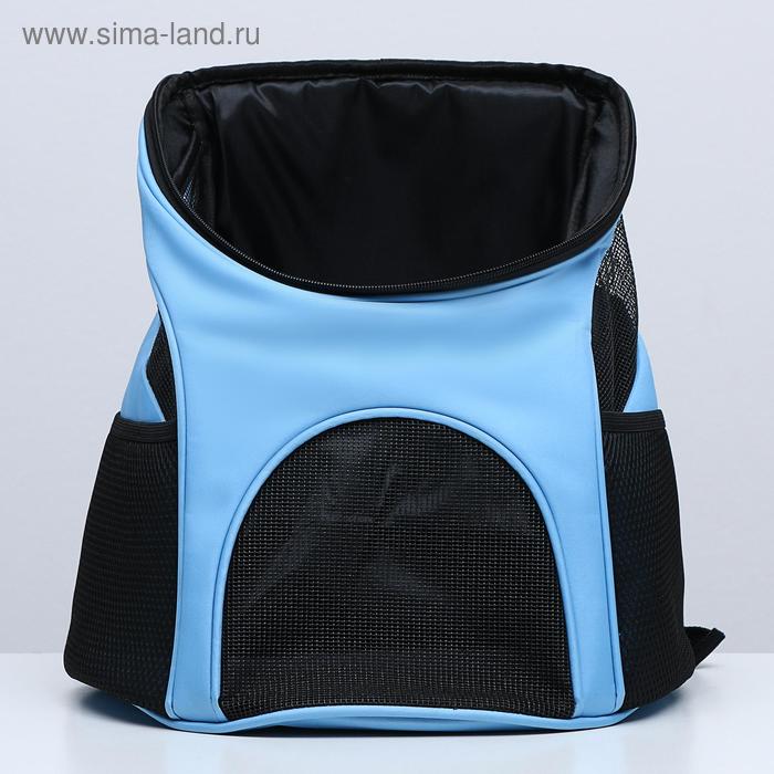 фото Рюкзак для переноски животных, 31,5 х 25 х 33 см, голубой пижон