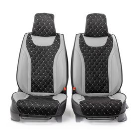 Накидки на передние сиденья CarPerforMANce, 2 шт, экокожа и алькантара, ромб, чёрно-серый
Накидки на передние сиденья CarPerforMANce, 2 шт, экокожа и алькантара, ромб, чёрно-серый