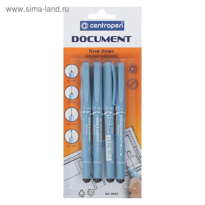 Набор ручек капиллярных 4 штуки Centropen 2631/04 "Document" цвет черный, 0,1/0,3/0,5/0,7 мм, европодвес
Набор ручек капиллярных 4 штуки Centropen 2631/04 "Document" цвет черный, 0,1/0,3/0,5/0,7 мм, европодвес