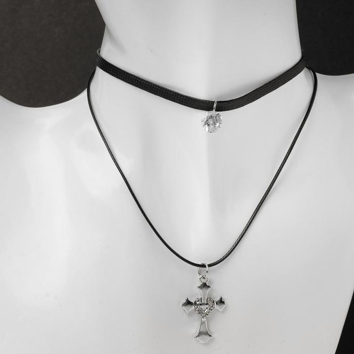 Чокер "Две нити" крестик с сердцем, цвет белый , длина 35см
Чокер "Две нити" крестик с сердцем, цвет белый , длина 35см