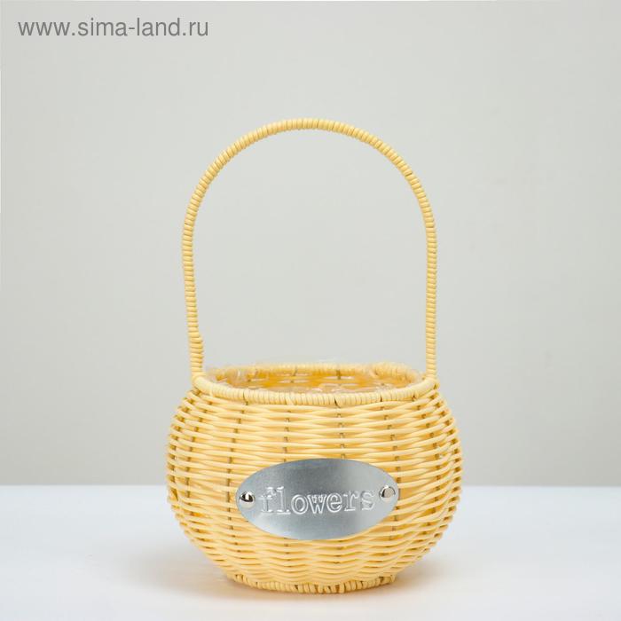 фото Корзина из ротанга, d = 15 см, h = 12, слоновая кость