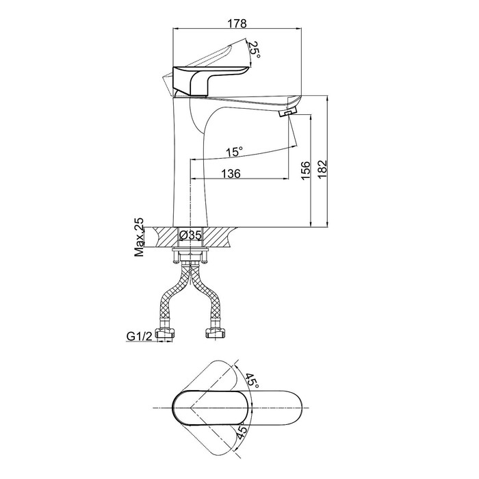 фото Смеситель для раковины d&k venice baciano da1032601, однорычажный, хром